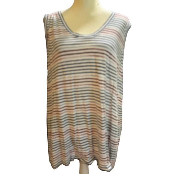 Caslon Multicolor Striped Distressed Tank, Plus Size 2XL - Picture 4 of 5